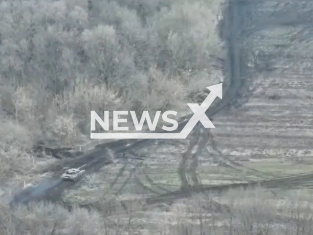 Ukrainian tank approaches to the Russian fortified military positions in the Donetsk region in Ukraine in undated footage. The footage was released by the 17th Separate Kryvyi Rih Tank Brigade on Tuesday, Apr. 04, 2023. Note: Picture is a screenshot from a video (@17otbr/Newsflash)