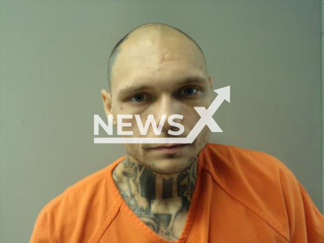 Justin McCall, aged 28, poses in undated photo. He was jailed for a series of burglaries, in part, because he shot himself in the leg in Okaloosa County, Florida State, USA. Note: Licensed content. (Okaloosa County Sheriff's Office/Newsflash)