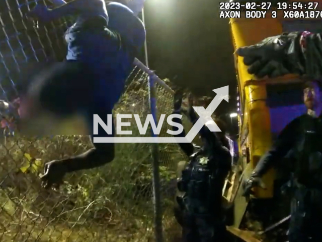 Police officers arrested the suspect in Parkland in Washington, USA on February 27, 2023. Note: Picture is screenshot from a video. (Pierce County Sheriff's Department/Newsflash)