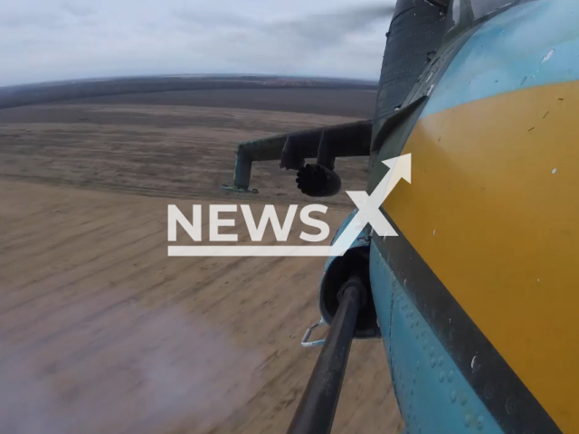 Ukrainian helicopters fire missiles at the Russian positions in Ukraine in undated footage. The footage was released by the Command of the 12th separate brigade on Wednesday, Apr. 05, 2023. Note: Picture is a screenshot from a video (@12o.br.AA/Newsflash)