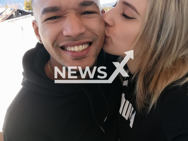 Hector Moises Corporan Benzant, 29, and his girlfriend, Martina De Luca, 24, pose in an undated photo. The couple had a car accident, in Porcia (Pordenone), in the Burida lake on Saturday, Apr. 1, 2023. Note: Private photo. (Martina De Luca/Newsflash)