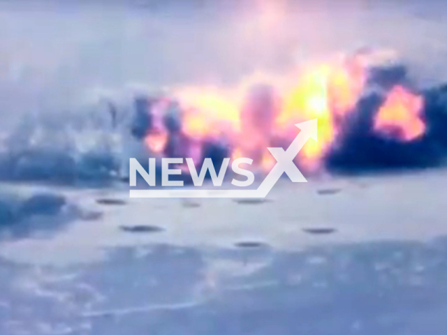 Ukrainian fighters destroy a Russian D20 gun with ammunition in the Donetsk frontlines in Ukraine in undated footage. The footage was released by the Command of the Special Operations Forces on Monday, Apr. 10, 2023. Note: Picture is a screenshot from a video (@usofcom/Newsflash)