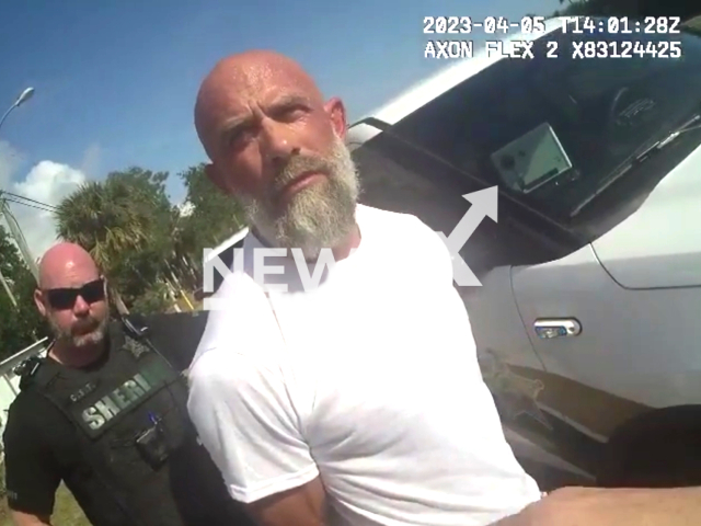 The picture shows one of the suspects arrested by the Volusia Sheriff's deputies. Undercover sting nabs 7 in shocking public park lewd behaviour bust across Volusia County on the 5th of April 2023.Note: This picture is a screenshot from the video. (Volusia Sheriff's Office/Newsflash)