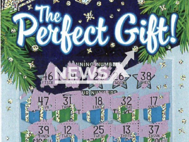 Photo shows the winning USD one million Perfect Gift scratchers ticket, undated. Kaleb Heng won USD one million after his grandmother bought him a Perfect Gift scratchers ticket at Oasis Market in Turlock, California, USA, for his 18th birthday. Note: Licensed photo (California Lottery/Newsflash)