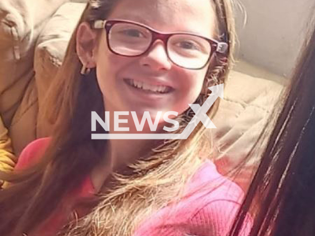 Yasmim de Souza Carvalho, 13, poses in undated photo. She was  was found dead with signs of beatings in Sarutaia, Brazil, on Sunday, April 9, 2023, her stepfather and mother, aged 28 and 30, were arrested on suspicion of committing the attacks. 
 Note: Private photo.  (Newsflash)