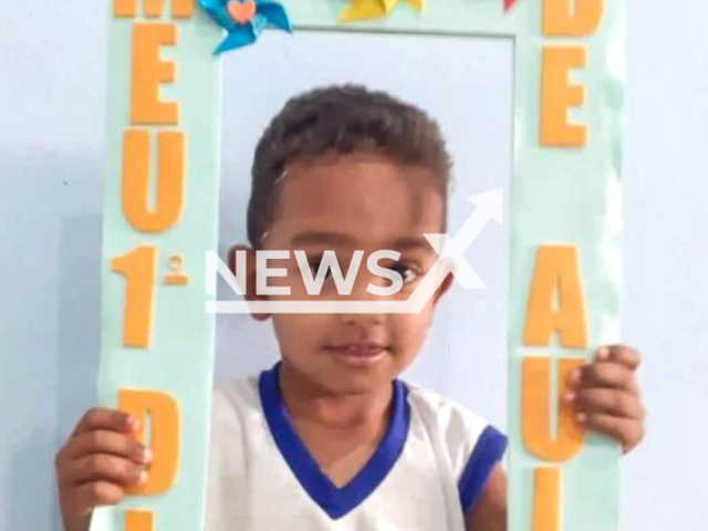 Reynan Gomes Alexandre da Silva, 3, poses in undated photo.  He died after suffering an electric shock holding a cell phone that was charging in Natuba, Brazil, on Monday, April 10, 2023. Note: Private photo.  (Newsflash)