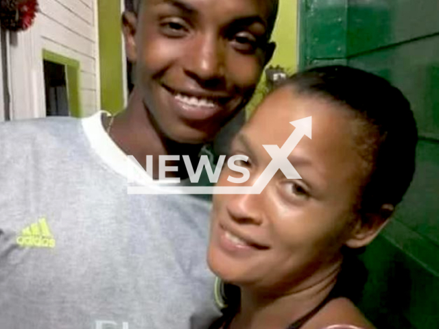 Joice Maria da Gloria Rodrigues, 25, poses with unidentified man in undated photo. 
She went missing and  body was found in a concrete wall, on 5th October, in Sao Vicente, Brazil, Mason Jonathas Soares de Santana, 37, was sentenced to 29 years and ten months in prison for her murder, in April, 2023. Note: Private photo. (Newsflash)