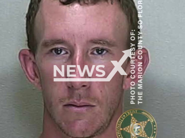 Matthew Price poses in an undated photo. Price was arrested after ramming into a police officer in Marion County, Florida, USA, on April 7, 2023. Note: Photo from police. (Marion County Sheriff's Office/Newsflash)