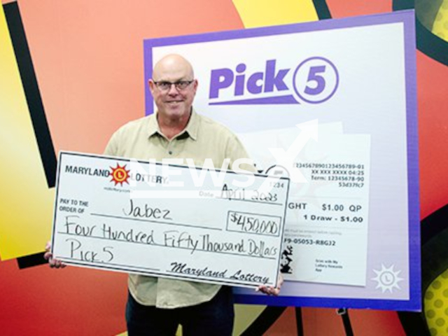 Image shows lucky winner 'Jabez' from the community of Middle River, Maryland State, USA, undated photo. He won USD 550,000 (GBP 439,846) on the lottery in April 2023. Note: Licensed content. (Maryland Lottery/Newsflash)