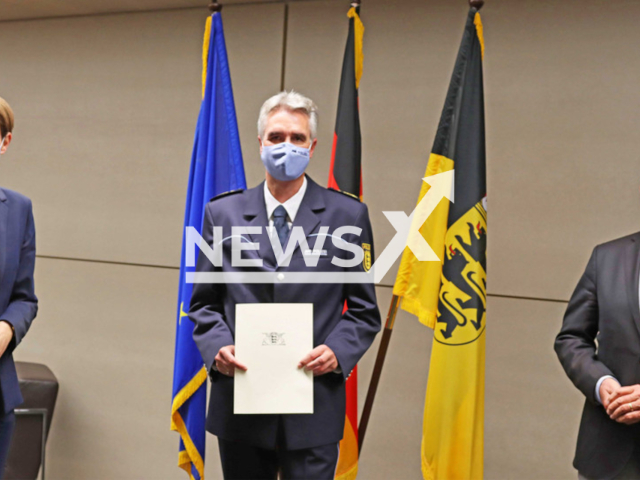 Image shows police chief Andreas Renner (middle), aged 49, undated photo. He will undergo trial for sending naked pictures to colleagues in the state of Baden-Wuerttemberg, Germany. Note: Licensed content. (Ministry of the Interior of Baden-Wuerttemberg/Newsflash)