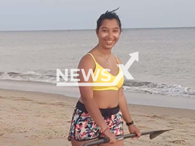 Erica Vicente, 17,  poses in undated. She was dragged by the wind while practicing paddle-boarding   off the coast, in Monte Gordo, Portugal  and on Saturday, April 15, 2023,  was found after 22 hours, 46 kilometres from the coast, thanks to the sighting of a freighter.
 Note: Private photo.  (Newsflash)