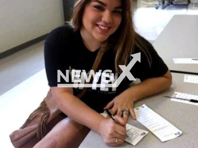 Jade Alyssa Alvarez, 22, poses in undated photo. Adam Byrd, 23, allegedly killed her after she told him she would not have his baby in San Antonio, Texas, USA, on Tuesday,   April 6, 2023. Note: Private photo.  (Newsflash)