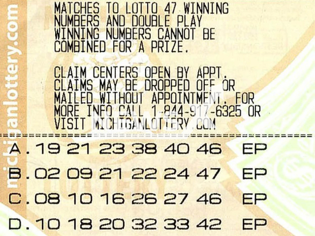 Image shows the winning ticket, undated photo. A 60-year-old man from Oakland County, Michigan State, USA, won USD 4.38 million (GBP 3.5 million) on the lottery on April Fool's Day. Note: Licensed content. (Michigan Lottery/Newsflash)