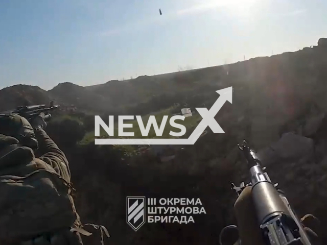 Ukrainian fighters are improving their combat readiness to defend their country by conducting grueling trench combat trainings in Ukraine in undated footage. The footage was released by the Eleventh Separate Brigade on Thursday, Apr. 20, 2023. Note: Picture is a screenshot from a video (@ab3.army/Newsflash)