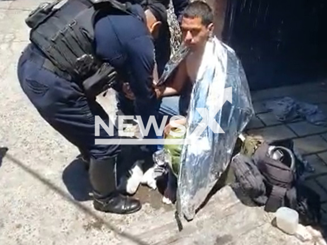 Picture shows the man  being treated after he was rescued, in Guadalajara, Mexico, undated. He was in a cistern full of water for five days and his skin was was  beginning to decompose. Note: Picture is a screenshot from a video (Newsflash)