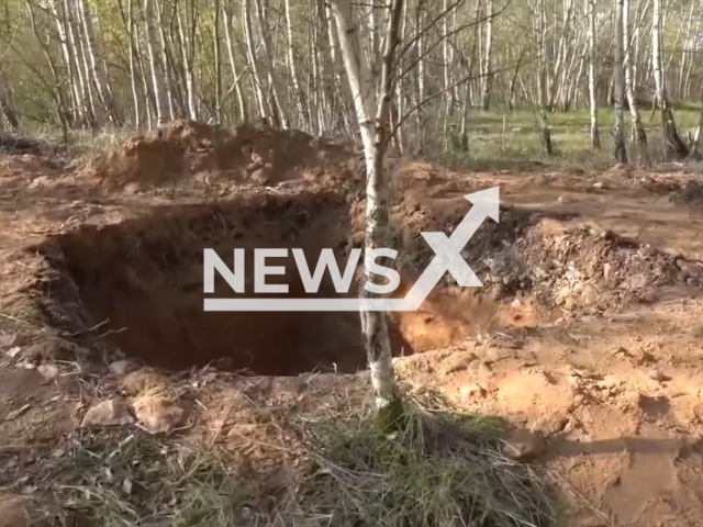 Image shows the pit where Kezhia Henke, aged 19, from the town of Salzwedel, in Saxony-Anhalt, Germany, was found, undated photo. She was allegedly murdered by Tino B., aged 42, with more than 30 stab wounds. Note: Photo is a screenshot from a video. (Newsflash)