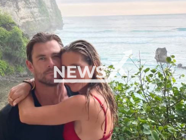 Elsa Pataky and Chris Hemsworth on vacation in Bali, undated. The were surfing,  and travelled the island on a motorbike.  Note: Picture is screenshot from a video. (@elsapataky/Newsflash)