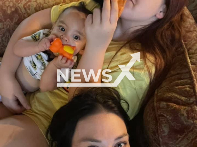 The 37-year-old mother, Ashli Lock, who was arrested in March 2022 for allegedly leaving her children in a filthy hotel room for over a month in Texas, USA. You might consider blurring the children's faces. Note: Private photo. (@ashli.lock/Newsflash)