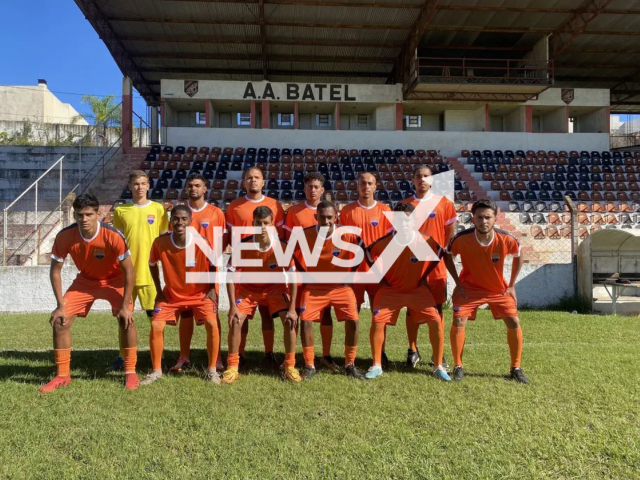 Picture shows  the layers of the Brazilin team that is now called FC Mariupol in their new uniforms, undated.  The club Associacao Atletica Batel  decided to change its name temporarily to honor a Ukrainian team FC Mariupol that was extinguished due to the war. 
 Note: Private photo.  (Newsflash)