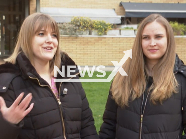 Tatiana, 25, (left) was adopted by a family from Catalonia and separated from sister Angelica, 24, (right) who stayed in Ukraine,  19 years ago, they reunited in Spain, in March, 2022.
Note: Photo is a screenshot from video. (Newsflash)