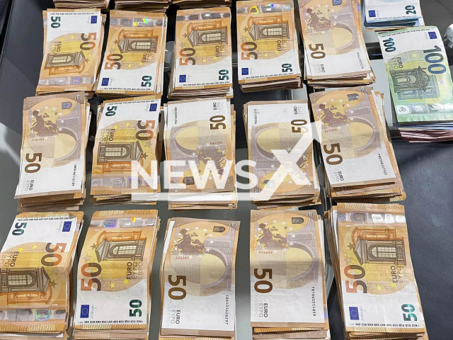 Image shows the seized money, undated photo. Authorities from Czechia, Finland and Hungary arrested 13 human traffickers responsible for forcing over 400 women into sexual labour on Tuesday, April 25, 2023. Note: Licensed content. (Europol/Newsflash)