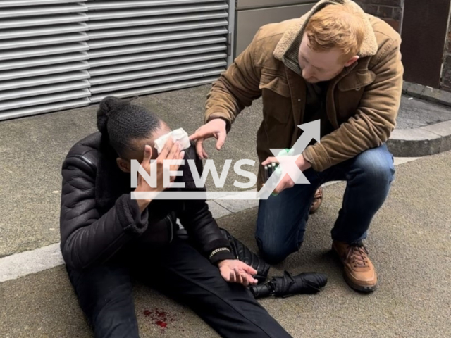 Picture shows the injured woman after a robbery incident in London, UK, Friday, April 14, 2023. Maria Liman's phone was stolen. Note: Licenced photo. (Maria Liman/Newsflash)