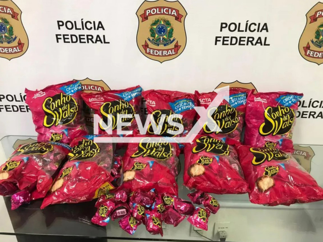 Picture shows seized packages of bonbons with cocaine hidden in the filling at the International Airport of Rio de Janeiro, Brazil on Tuesday, April 25, 2023. Unnamed French woman, 19, tried to carry them inside the luggage on her flight to Nice, France, but was arrested. Note: Photo is obtained from Federal Police. (Federal Police/Newsflash )