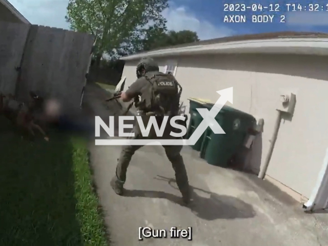 Officer shoots a suspect in Jacksonville, Florida, on Wednesday, April 12, 2023. The police was responding to a domestic call. Note: Picture is a screenshot from a video (@JAXSHERIFF/Newsflash)