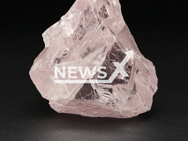 Image shows the spectacular 108 carat pink diamond, undated photo. It was unearthed in the Kao mine, in the Butha-Buthe district, Lesotho, on March 23, 2023. Note: Licensed content. (Storm Mountain Diamonds/Newsflash)