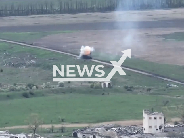 Ukrainian troops destroy Russian tank in huge explosion in the field in Ukraine in undated footage. The footage was released by the 72nd OMBr named after Black Zaporozhets on Tuesday, May. 2, 2023.
Note: Picture is a screenshot from a video (@72.brigade.best/Newsflash)