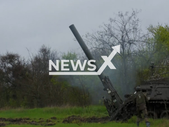 Russian self-propelled mortars 2S4 "Tulpan" fire at the Ukrainian military positions in Zapoarozhye region in Ukraine in undated footage. The footage was released by Russian MoD on Wednesday, May. 3, 2023.
Note: Picture is a screenshot from a video (Russian Ministry of Defence/Newsflash)