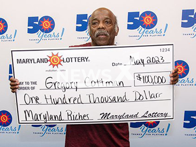 Gregory Cottman, 68, from the town of Princess Anne, Maryland State, USA, poses in undated photo. He won USD 100,000 (GBP 79,931) on the lottery in May 2023. Note: Licensed content. (Maryland Lottery/Newsflash)