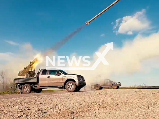 Ukrainian Forces fire custom-made 'Mini-Grad' Multiple Launch Rocket Systems mounted on pickup trucks in Ukraine in undated footage. The footage was released by Command of the Territorial Defense Forces on Tuesday, May. 2, 2023.
Note: Picture is a screenshot from a video (Dnipropetrovsk Separate Brigade/Newsflash)