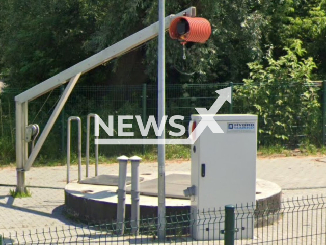 Picture shows a collector on Wroblewskiego street in Radzymin, Poland, undated. On this street workers repaired a clogged sewage collector and found the corpse of a newborn baby in the sewage system on Tuesday, May 2, 2023. Note: Photo is a screenshot from Google Maps. (Google Maps/Newsflash)