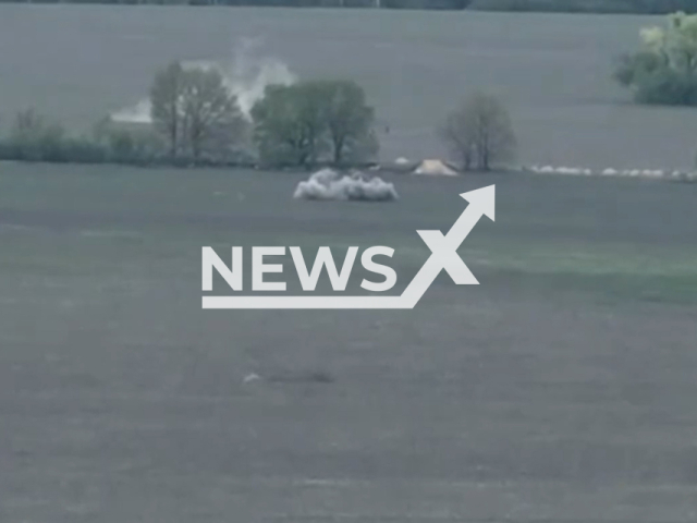 Ukrainian mortars hit Russian military positions and destroy Russian BMP on the frontlines in Ukraine in undated footage. The footage was released by Special purpose battalion of Haidamaki on Sunday, May. 7, 2023. Note: Picture is screenshot from a video. (Special purpose battalion of Haidamaki/Newsflash)