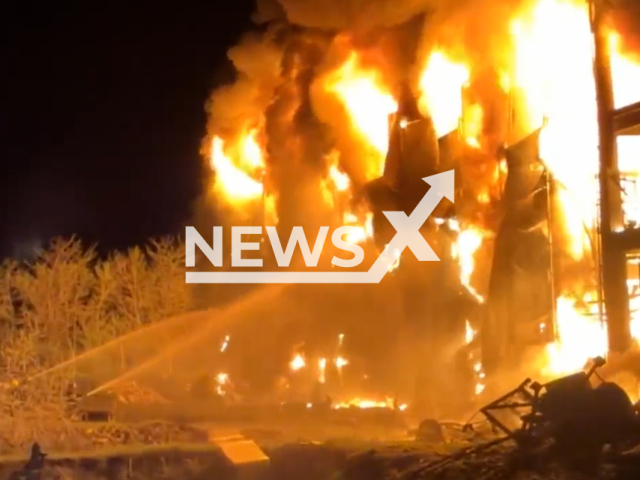 Ukrainian firefighters eliminate the consequences from the Russian night attacks on the Odesa in Ukraine in undated footage. The footage was released by State Emergency Service of Ukraine on Monday, May. 8, 2023.Note: Picture is screenshot from a video. (@dsns_telegram/Newsflash)