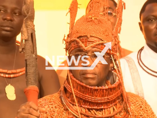 Image shows the Oba of Benin Ewuare II, undated photo. He was transferred ownership of the Benin Bronzes by Nigeria. Note: Photo is a screenshot from a video. (Newsflash)