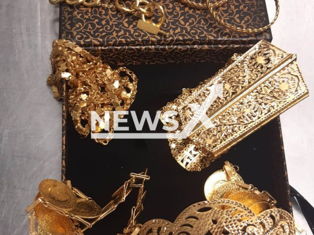 Image shows some of the gold worth EUR 49,000 (GBP 42,635), undated photo. It was seized at the airport in the city of Dusseldorf, Germany, on Saturday, May 6, 2023. Note: Licensed content. (Main Customs Office Dusseldorf/Newsflash)