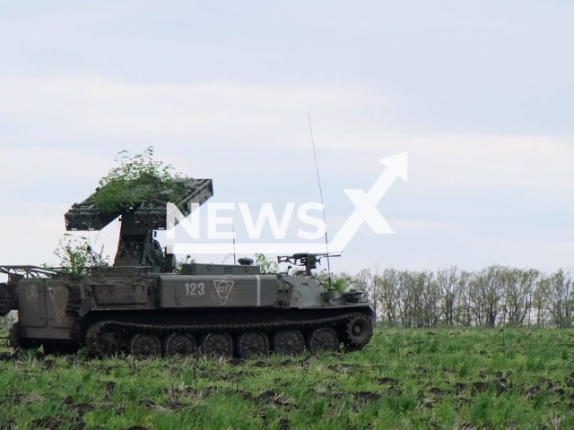 Picture shows Russian Strela-10 anti-aircraft missile system on a combat mission in Ukraine in undated footage. The footage was released by Russian MoD on Wednesday, May.10, 2023. Note: Picture is screenshot from a video. (Ministry of Defense of Russia/Newsflash)