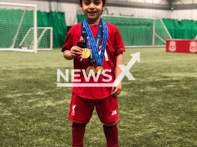 Photo shows Arat Hosseini, 9, undated. Arat Hosseini, an Iranian national, is a former Liverpool player. Note: Picture is private (@arat.gym/Newsflash)