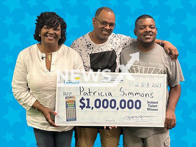 Patricia Simmons from the city of Greensboro, North Carolina State, USA, and her family, undated photo. She won USD 1 million (GBP 792,300) on the lottery in May 2023. Note: Licensed content. (North Carolina Education Lottery/Newsflash)