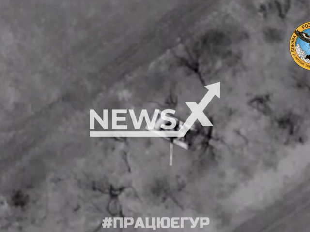 Ukrainian fighters drop bombs and destroy Russian military vehicles in the Donetsk region in Ukraine in undated footage. The footage was released by Defence Intelligence of Ukraine on Thursday, May, 11, 2023. Note: Picture is screenshot from a video. (@DI_Ukraine/Newsflash)