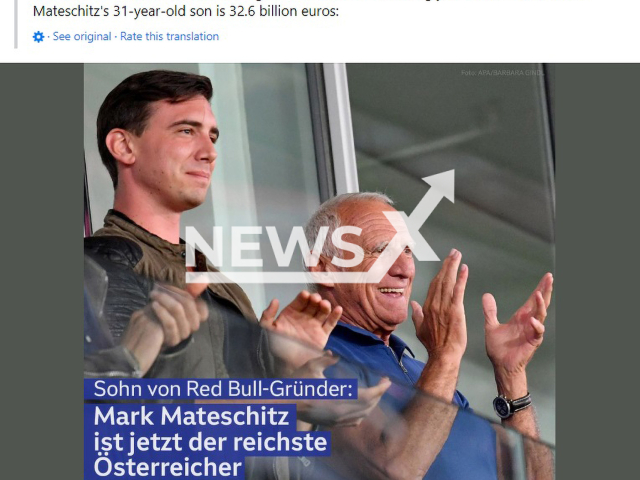 Image shows Mark Mateschitz, 31, and his late father Dietrich Mateschitz, 78, undated photo. Mark Mateschitz became Austria's richest man after inheriting his father's treasure. Note: Photo is a screenshot from a post. (Newsflash)