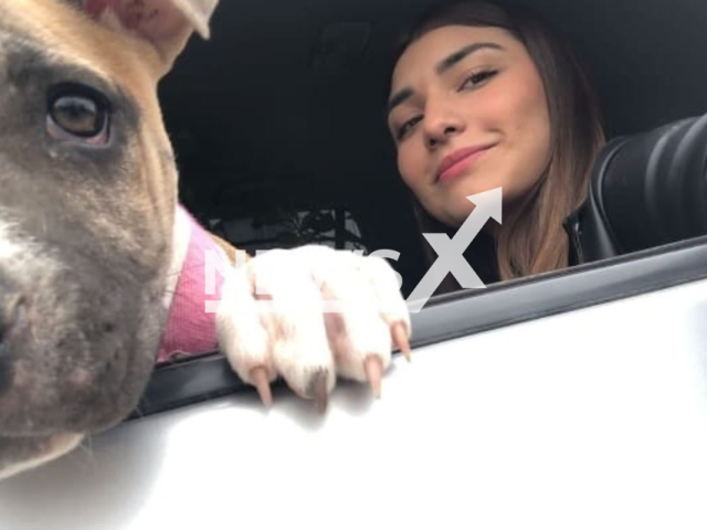 Alma Adriana Alonso, 22, poses with her dog Camila,  undated. She died in Hualahuises, Mexico, on Saturday,  May 6,  her dog Camila passed away on Monday, May 8, 2023.
 Note: Private photo.  (@almadelia.ocanascantu/Newsflash)