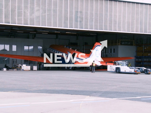 The research aircraft HALO during the HALO-(AC)3 campaign in March 2022. Note: Picture is a screenshot from a video (Newsflash)