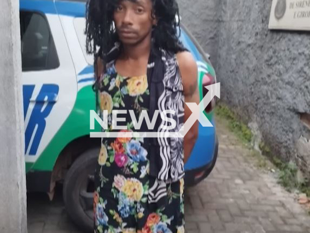 Picture shows  a man   dressed in a wig and dress in order to escape the police, in Goiania, Brazil,  undated. He is suspected   of robbing an electronics store, on Tuesday, May 9, 2023. 
 Note: Private photo.  (Newsflash)