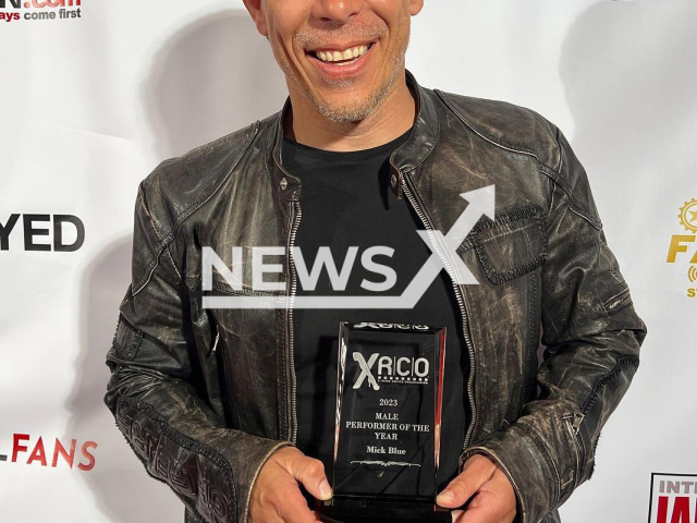 Mick Blue, 46, from the city of Graz, Austria, poses in undated photo. He won the AVN Award for Male Performer of the Year for the fifth time in May 2023. Note: Private photo. (@mickblueracing/Newsflash)