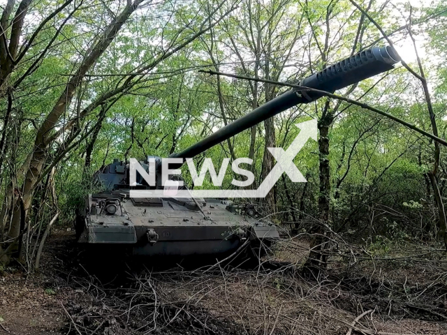 Ukrainian fighters fire from the powerful German self-propelled guns in Ukraine in undated footage. The footage was released by 43rd Separate Artillery Brigade on Tuesday, May.16, 2023. Note: Picture is a screenshot from a video (@43oabr/Newsflash)