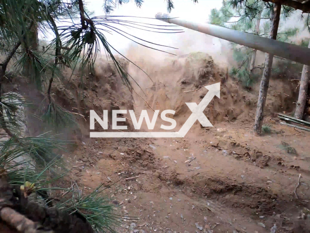 Russian Airborne Forces fire from Rapier anti-tank guns at the Ukrainian military positions on the left bank of the Dnieper in Ukraine in undated footage. The footage was released by Russian MoD on Tuesday, May, 16, 2023. Note: Picture is a screenshot from a video (Ministry of Defense of Russia/Newsflash)