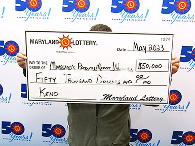 Lucky winner 'Moreland’s Produce & Market Winner' from the area of Waldorf, Maryland State, USA, poses in undated photo. He won USD 50,000 (GBP 39,930) on the lottery in May 2023. Note: Licensed content. (Maryland Lottery/Newsflash)